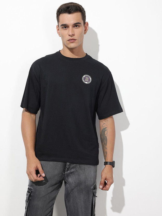 Roadster Solid Men Round Neck Black T-Shirt
