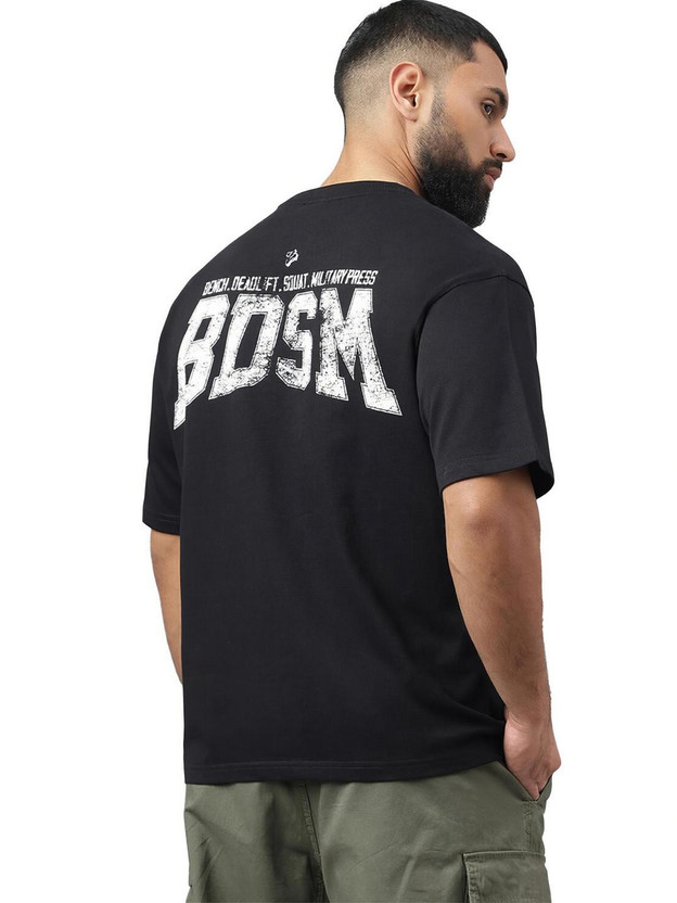 MUSCLEBLAZE Solid Men Round Neck Black T-Shirt