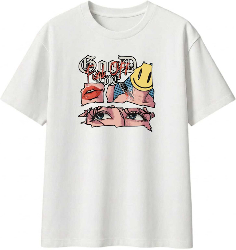 GUDDU ONLINE Graphic Print, Typography Women Round Neck White T-Shirt