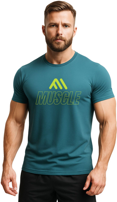 3colors Printed Men Round Neck Blue T-Shirt