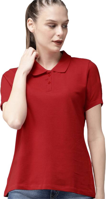 udskille kompromis salat LazyChunks Solid Women Polo Neck Red T-Shirt - Buy LazyChunks Solid Women  Polo Neck Red T-Shirt Online at Best Prices in India | Flipkart.com