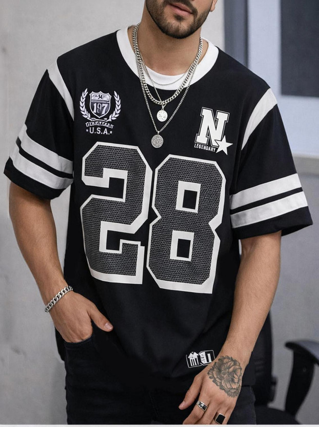 Force Printed Men Round Neck Black T-Shirt