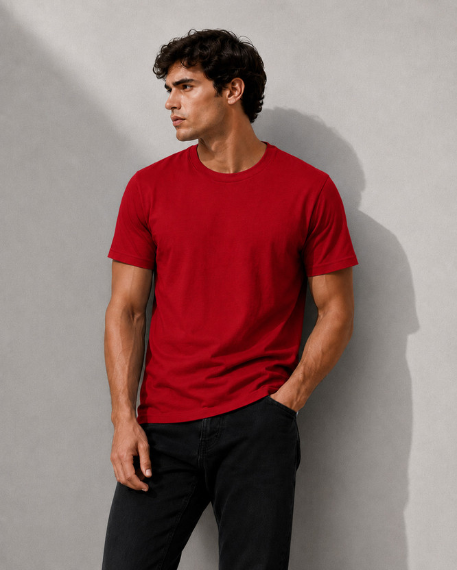 Wykend Wykend Solid Men Round Neck Red T-Shirt - Flipkart Deal