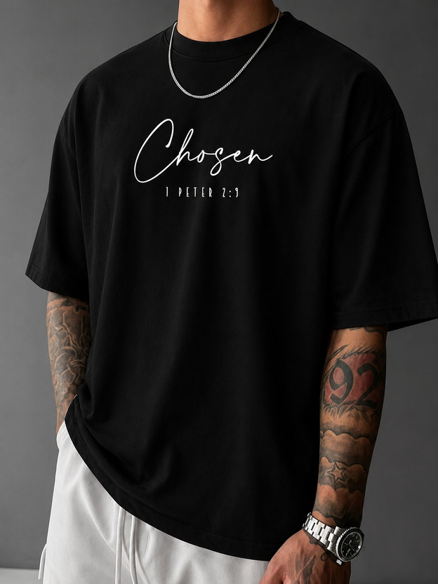 Velox Printed Men Round Neck Black T-Shirt
