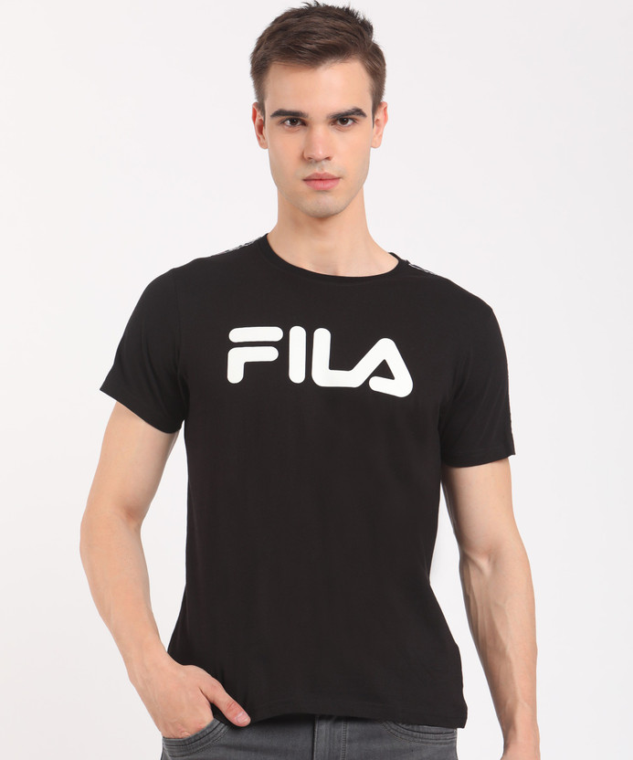 Fila Printed Men Round Neck Black T-shirt