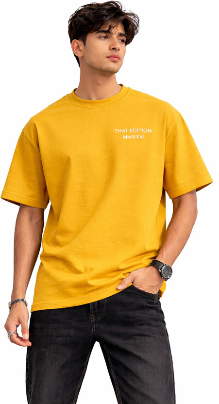 Gan Gan Printed Men Round Neck Yellow T-Shirt - Flipkart Deal