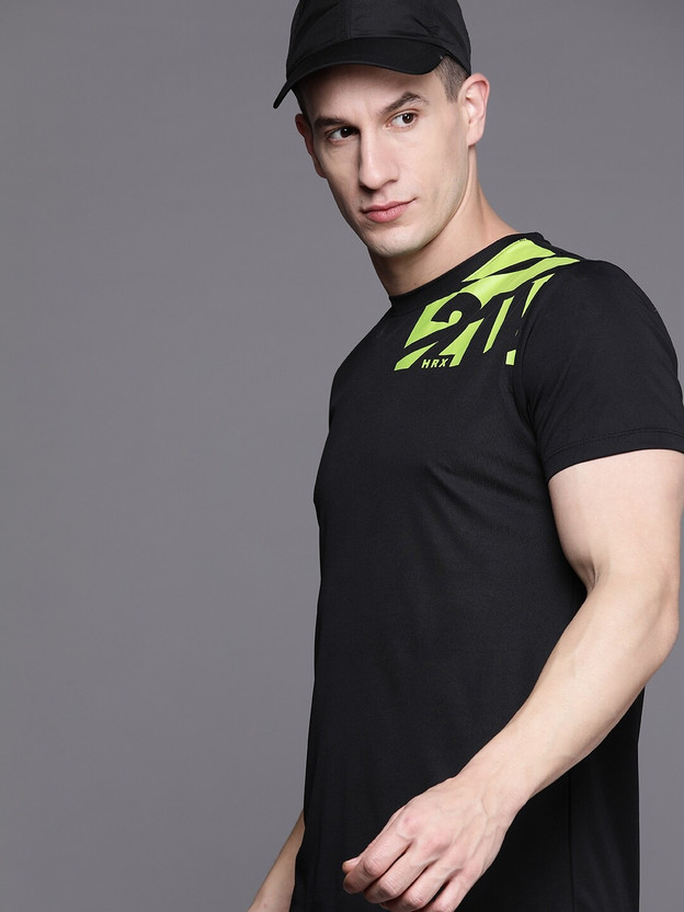 HRX by Hrithik Roshan Printed Men Round Neck Black T-Shirt