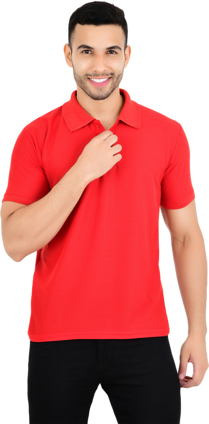 KEOTI Solid Men Polo Neck Red T-Shirt