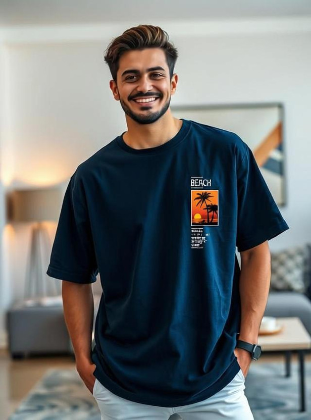 UrGear UrGear Printed Men Round Neck Navy Blue T-Shirt - Flipkart Deal