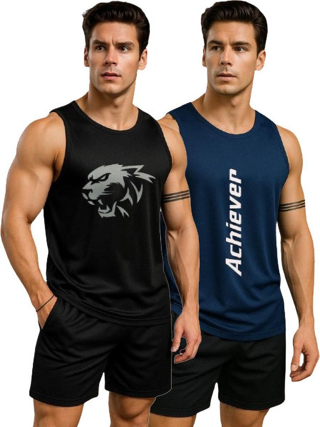 dashzone Printed Men Round Neck Black, Blue T-Shirt