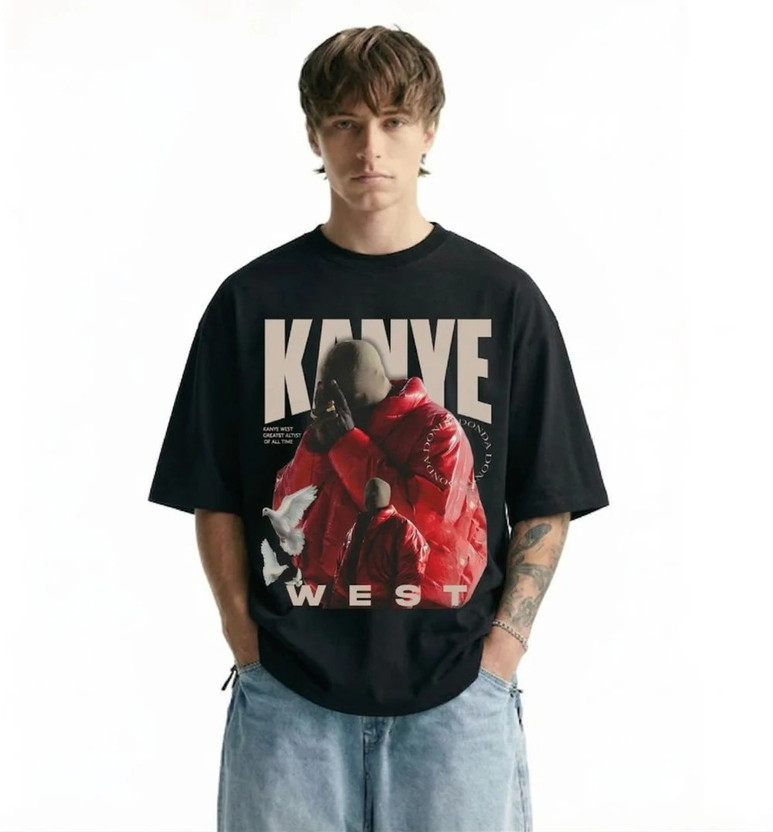 Noyzee Printed Men Round Neck Black T-Shirt