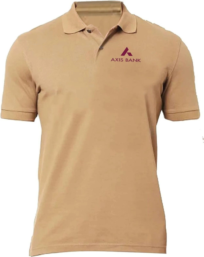 PrintHolic Solid Men Polo Neck Brown T-Shirt