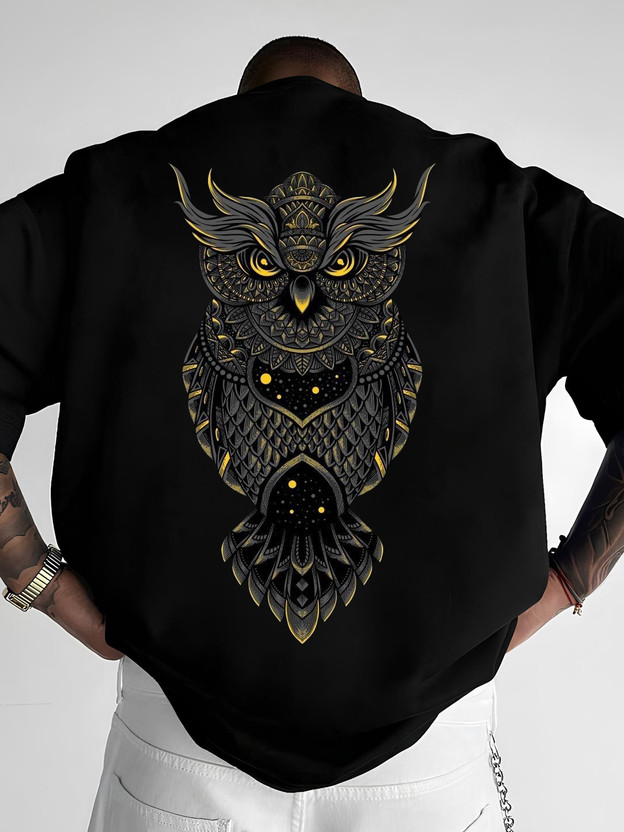 HADAR Printed Men Round Neck Black T-Shirt