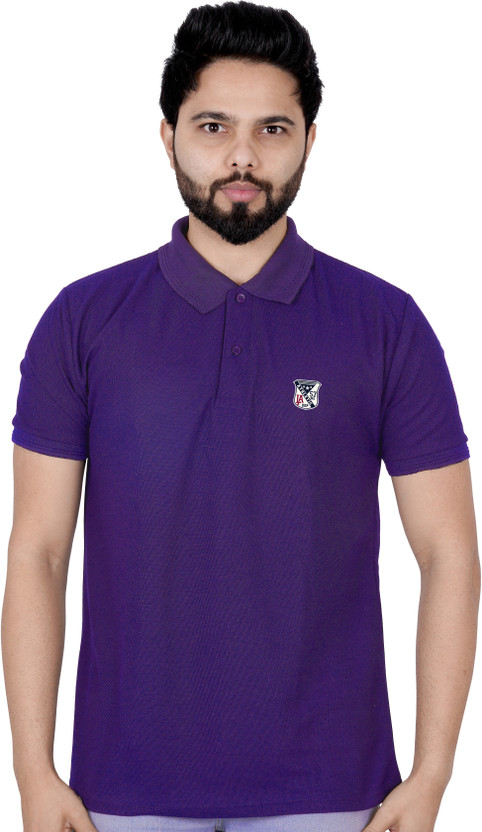 La La Milano Solid Men Polo Neck Purple T-Shirt - Flipkart Deal