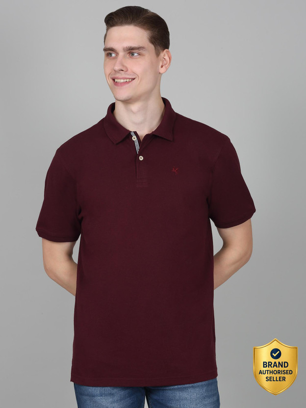 CANTABIL CANTABIL Solid Men Polo Neck Maroon T-Shirt - Flipkart Deal