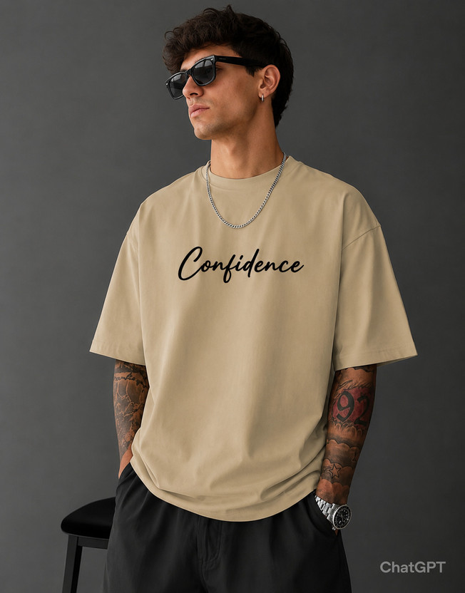 NEHAAURO Graphic Print Men Round Neck Beige T-Shirt