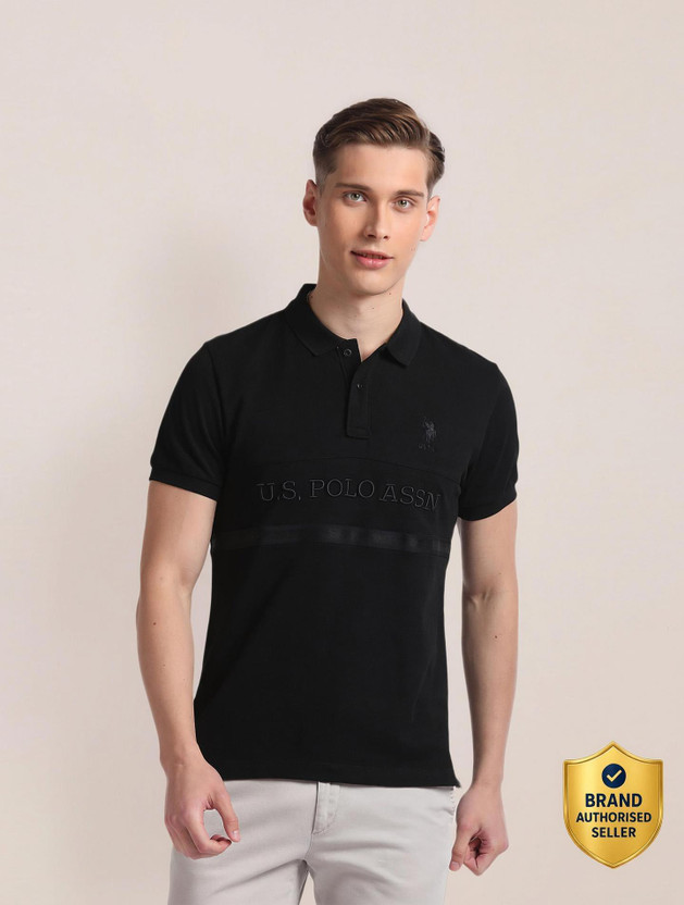 U.S. U.S. POLO ASSN. Solid Men Polo Neck Black T-Shirt - Flipkart Deal
