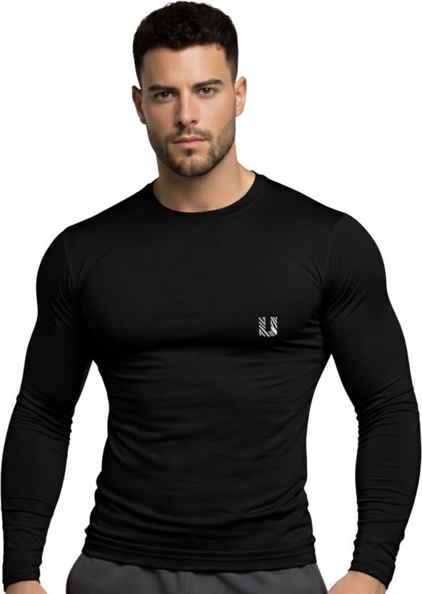 unbeatable Solid Men Round Neck Black T-Shirt
