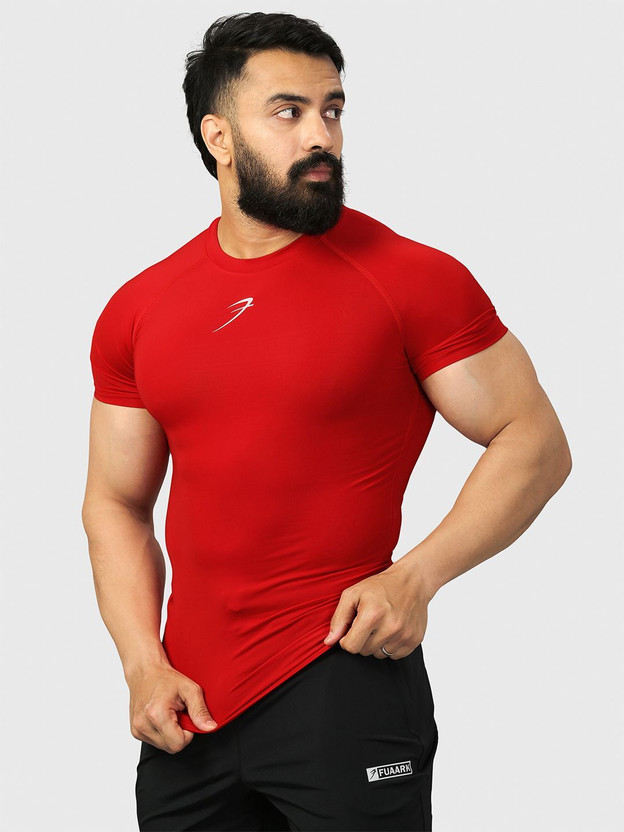 FuaarK Solid Men Round Neck Red T-Shirt