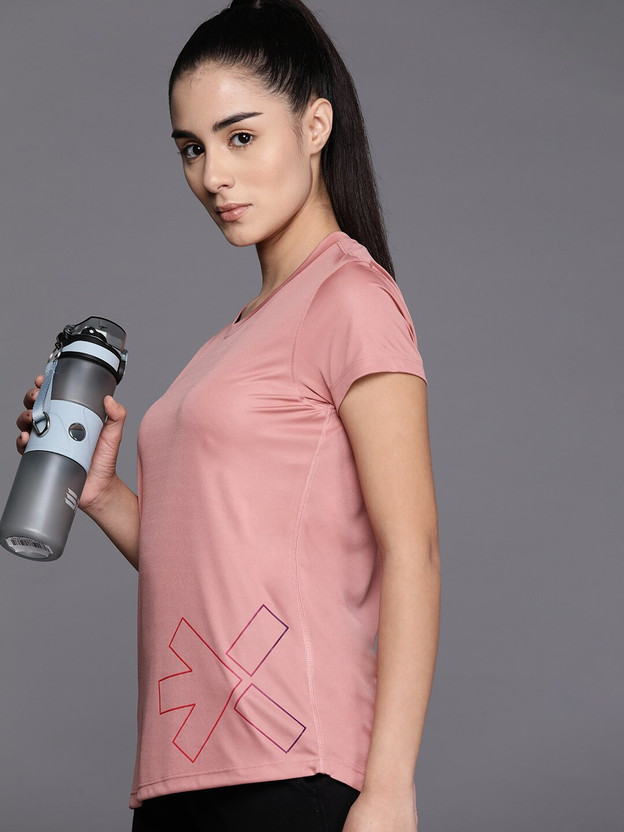 HRX by Hrithik Roshan Printed Women Round Neck Red T-Shirt