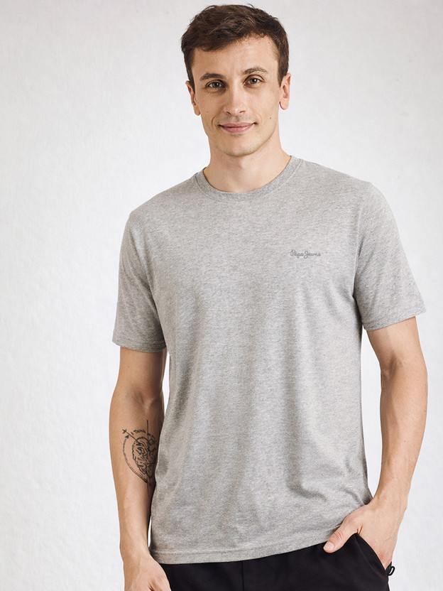Pepe Jeans Solid Men Round Neck Grey T-Shirt