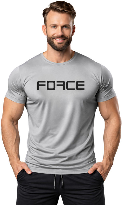 3colors Printed Men Round Neck Grey T-Shirt