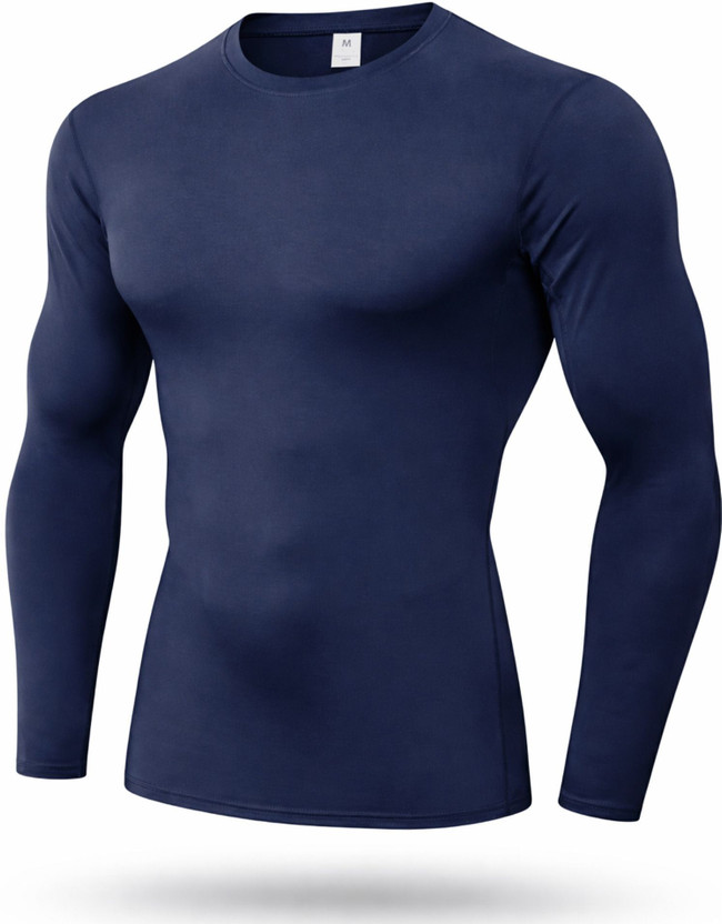 Kyk Solid Men Round Neck Navy Blue T-Shirt