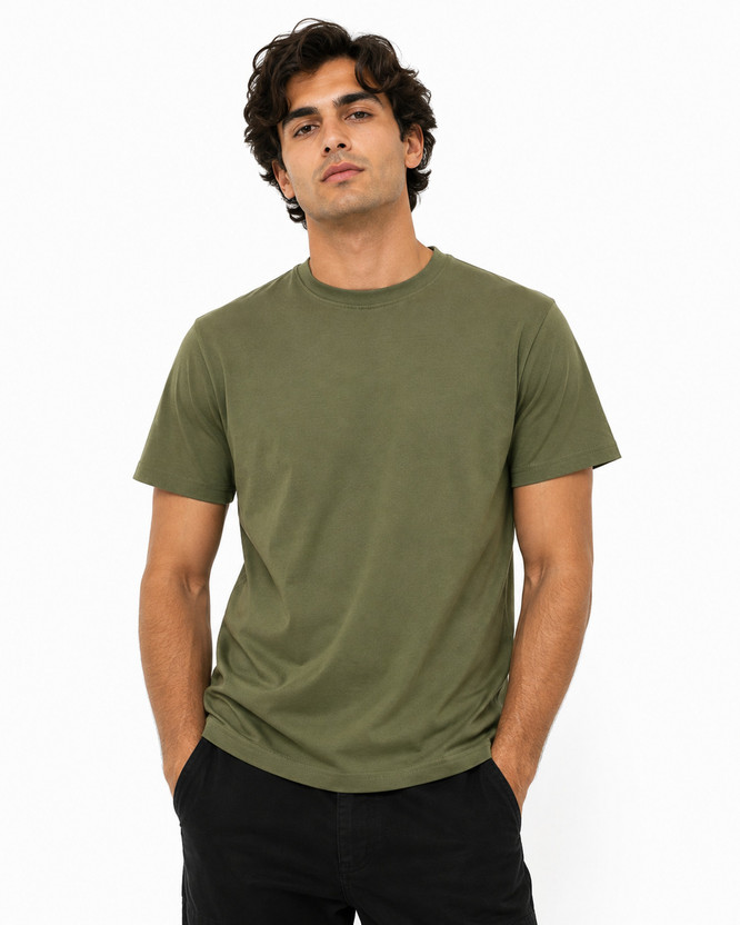 Combat Solid Men Round Neck Green T-Shirt