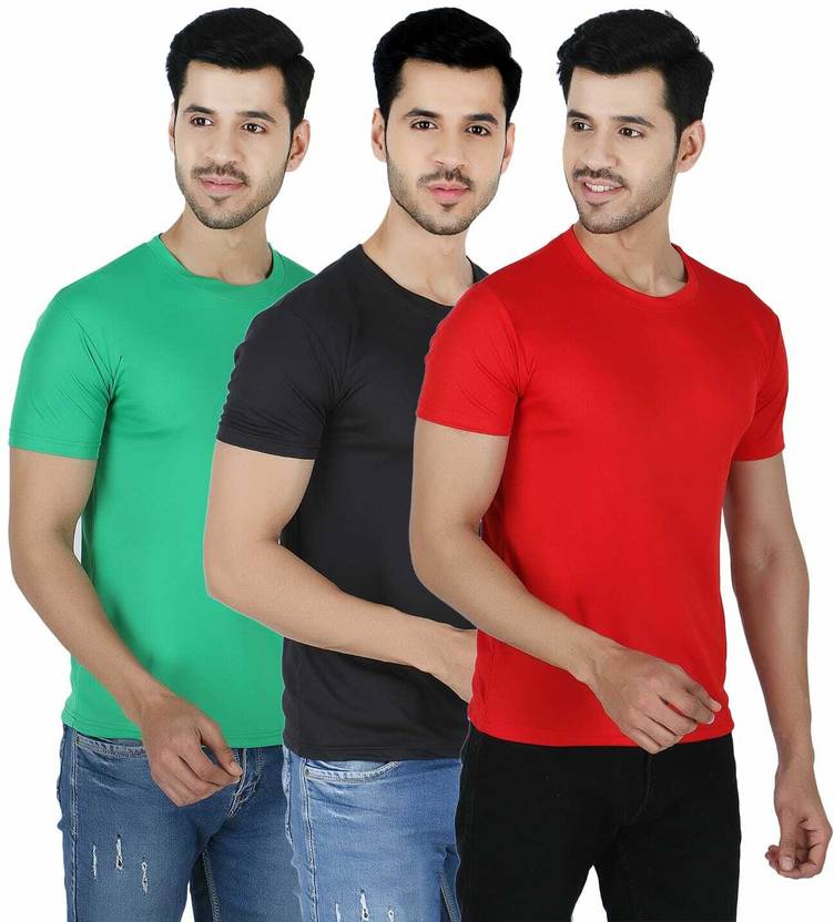 [Sizes ] Newsingh Pack of 3 Men Solid Round Neck Red T-Shirt