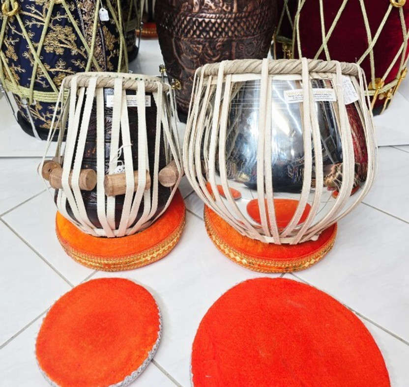 MAGA MART MM332 Professional Quality Steel Body Tabla Ring Pad +Hammer Free Cover Bag Tabla(Dayan - 13 cm, Bayan - 22 cm)