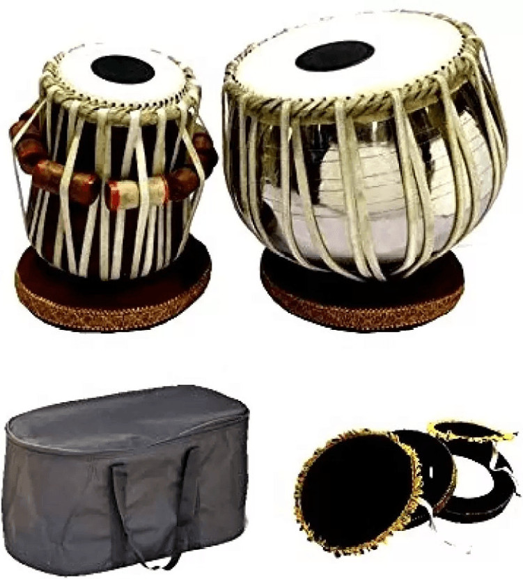 AKHAR Best of Beginner Tabla Set Steel Bayan Shisham Wood Dayan Tabla(Dayan - 14 cm, Bayan - 22 cm)