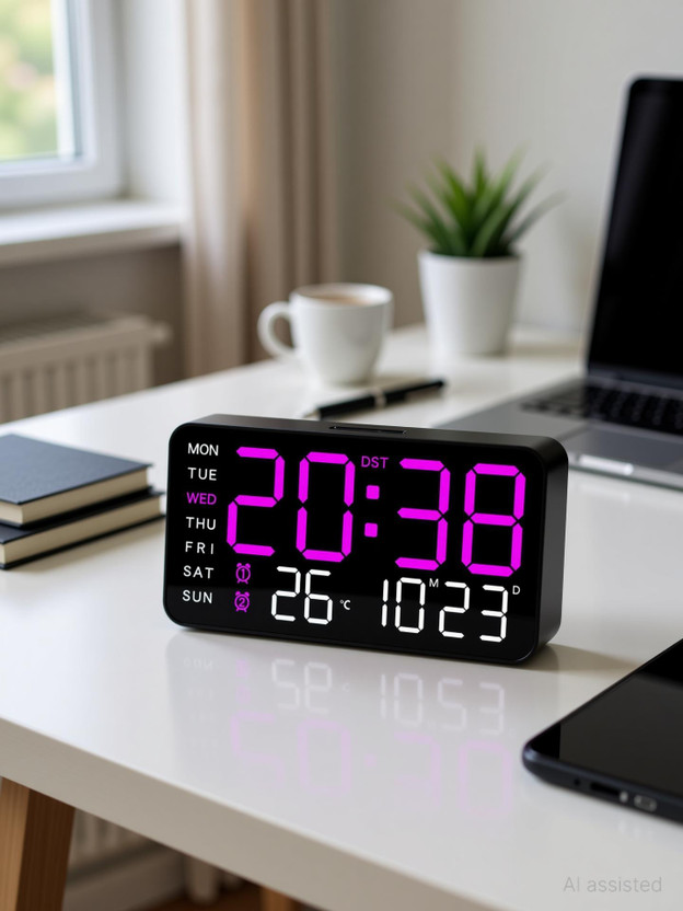 SZELAM Digital Purple Lights Black Body Clock