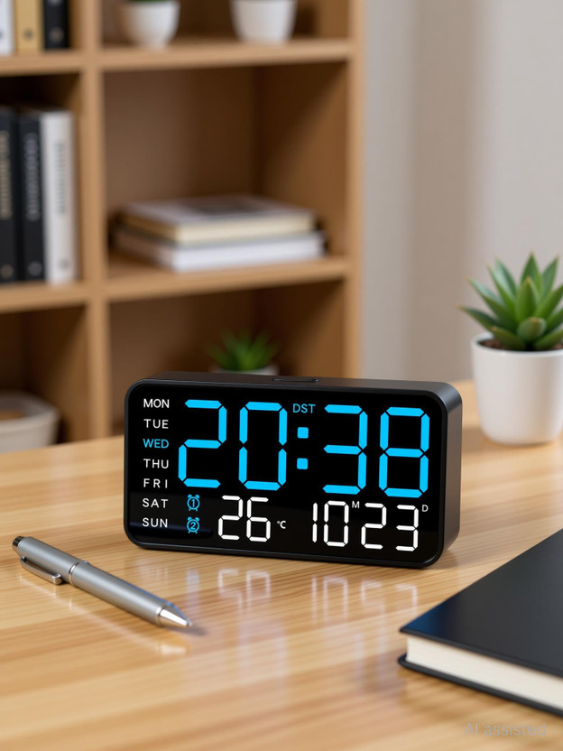 SZELAM Digital Blue Lights Black Body Clock