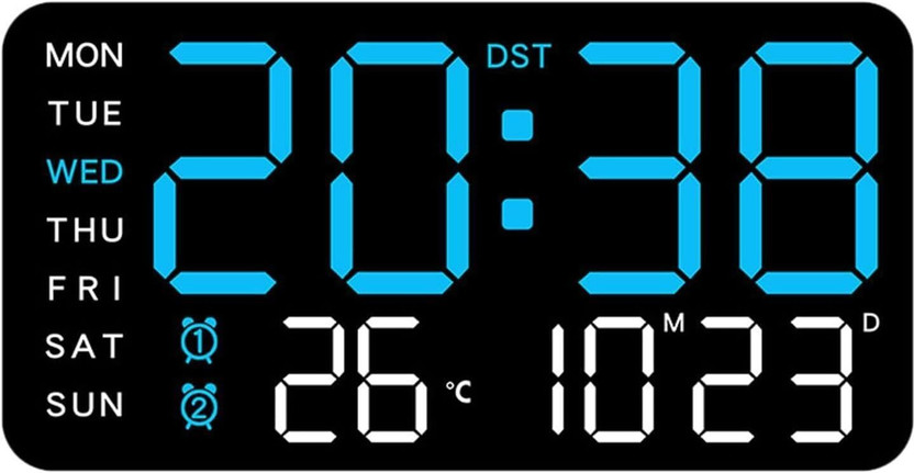 SZELAM Digital Blue Lights Black Body Clock