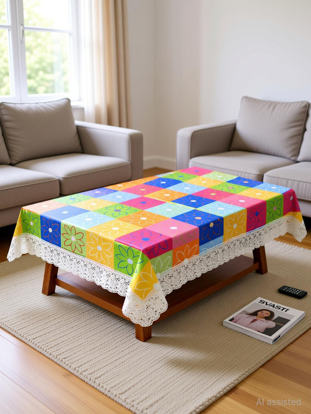 SVASTI PVC 4 Seater Printed Table Cover(Multicolor)