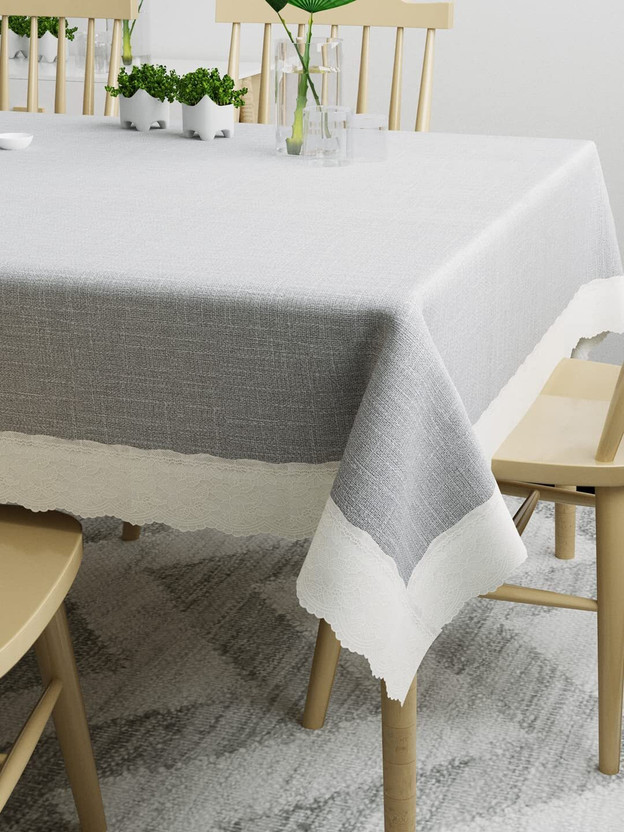 Casanest PVC 10 Seater Plaid Table Cover(Grey)