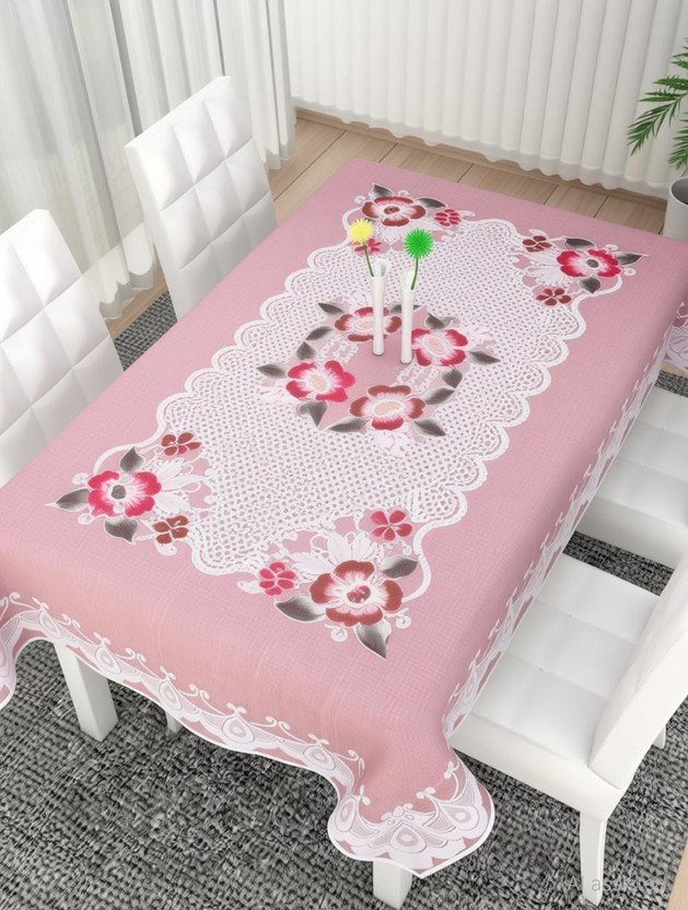 COVERSIFY Cotton 4 Seater Printed Table Cover(Pink)