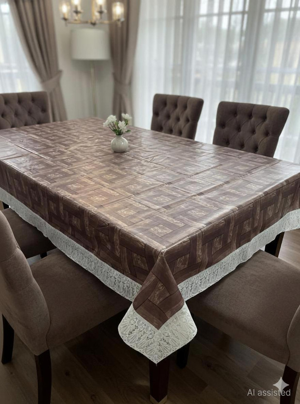 lime lime retail PVC 6 Seater Geometric Table Cover(Multicolor, Brown) - Flipkart Deal
