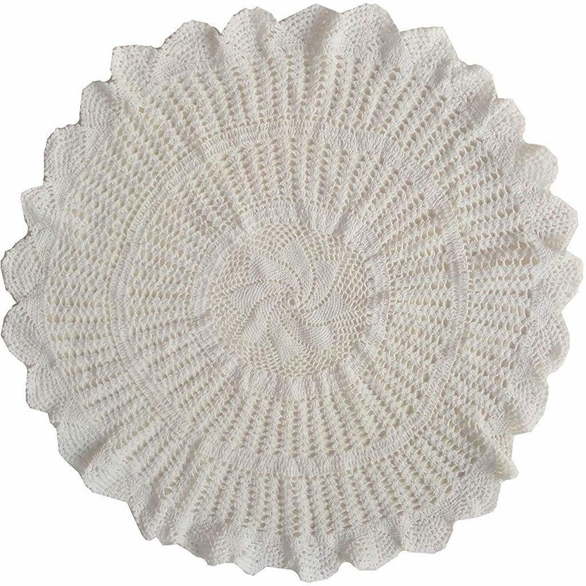 CHANDER Cotton 4 Seater Self Design Table Cover(White)