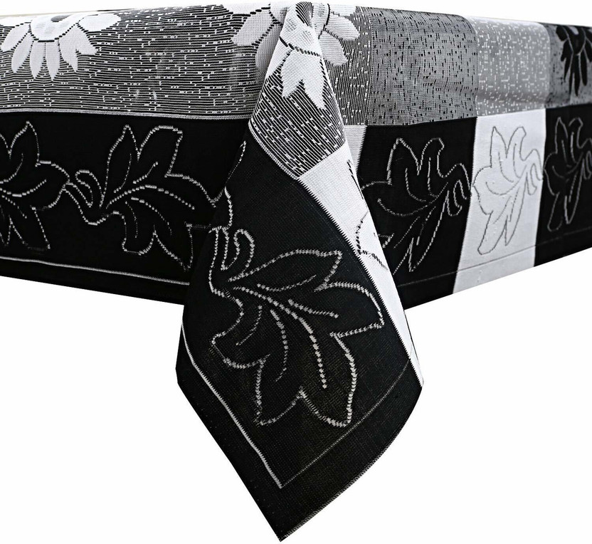 Jainco Decor Cotton 4 Seater Floral Table Cover(Grey)