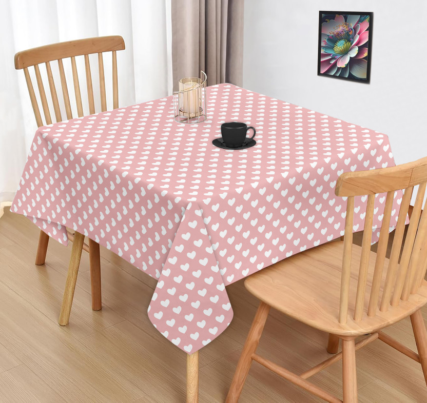 OASIS Cotton 2 Seater Printed Table Cover(Pink)