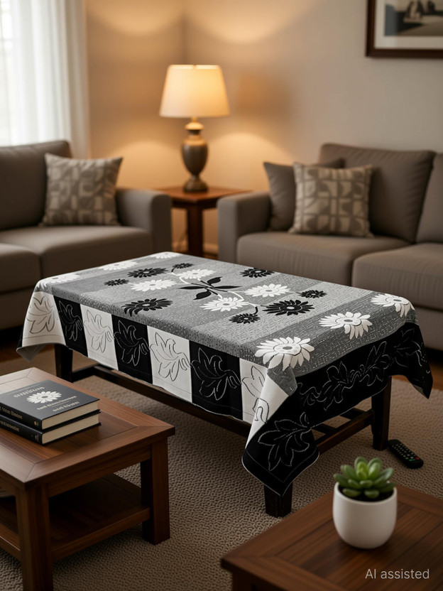 Fratco Fratco Cotton 4 Seater Self Design Table Cover(Black and white) - Flipkart Deal