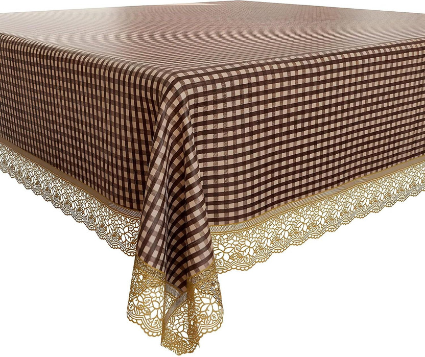CASA FURNISHING Polyester, Cotton 4 Seater Floral Table Cover(Beige, Black)