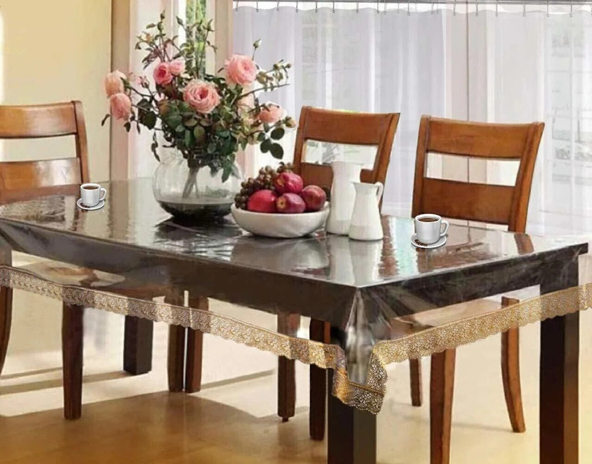 Dasvilla PVC 6 Seater Abstract Table Cover(Transparent)