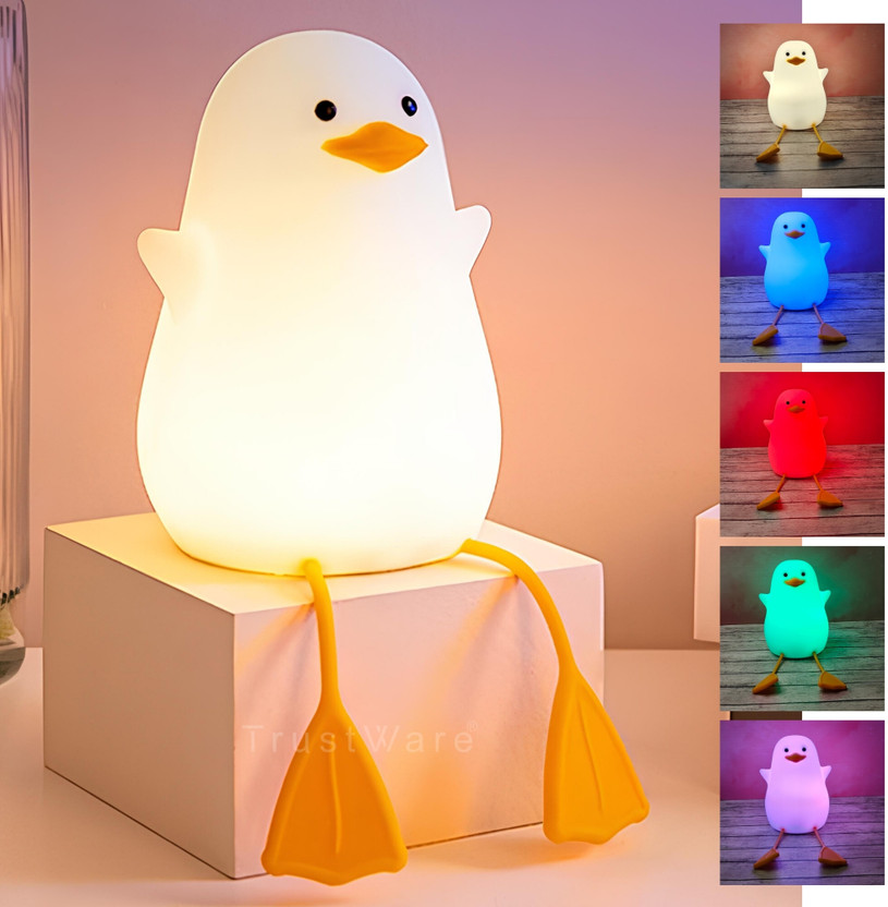Trust Ware Silicone Duck Night Lamp Touch-Control LED Light | Color-Changing Safe for Kid Night Lamp(9.5 cm, Multicolor 3)