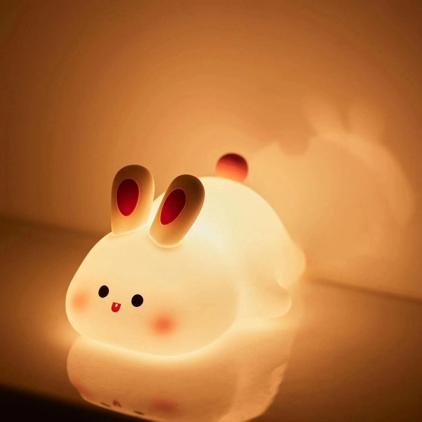 DIKUJI ENTERPRISE Cute Rabbit Night Light, USB Rechargeable, Changing Light, Room Decor Night Lamp Night Lamp(4 cm, Multicolor)