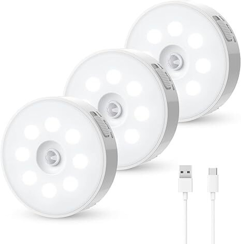 ECOBSY Home Indoor Outdoor, Rechargeable Adhesive Led Night Light for Kitchen Motion Sensor Light