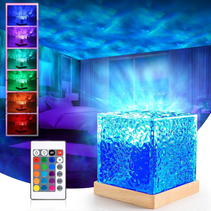 Refulgix Projector Lights Ocean Wave, Romantic Warm Ocean Wave Water Night Table Lamp(20 cm, Multicolor)