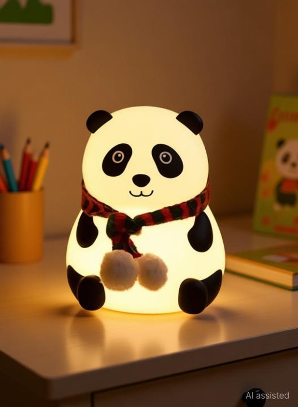 BM Ecom Traders Cute Panda Night Light for Kids Silicone Night Color Changing Lamp to Decor Room Night Lamp(14 cm, Yellow)