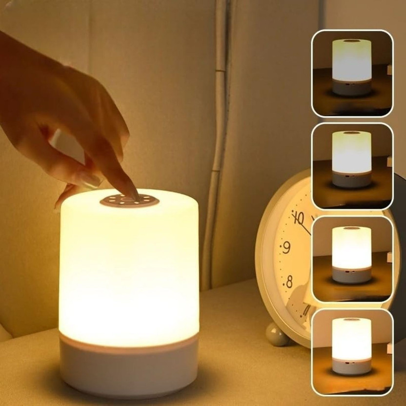 Refulgix Touch Control LED Table Lamp USB Charging, Remote, 3 Color Dimmable Brightness Night Lamp(11 cm, White)